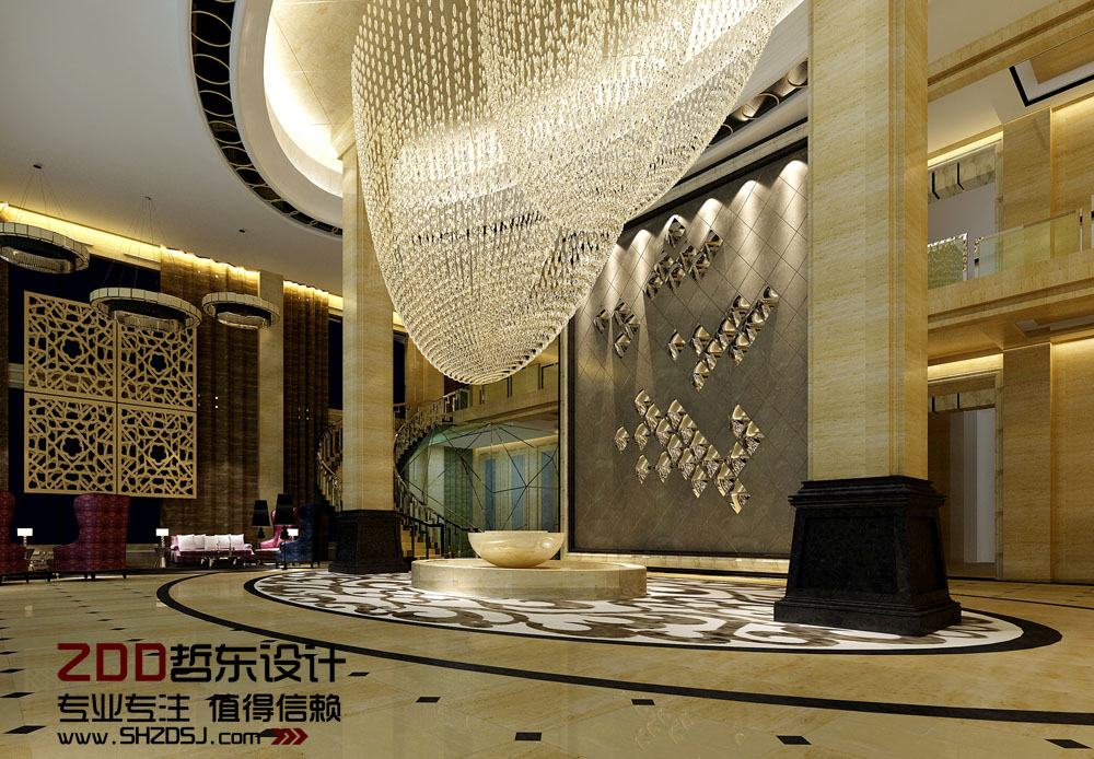 周口萬里國際五星級酒店大堂設(shè)計方案效果圖